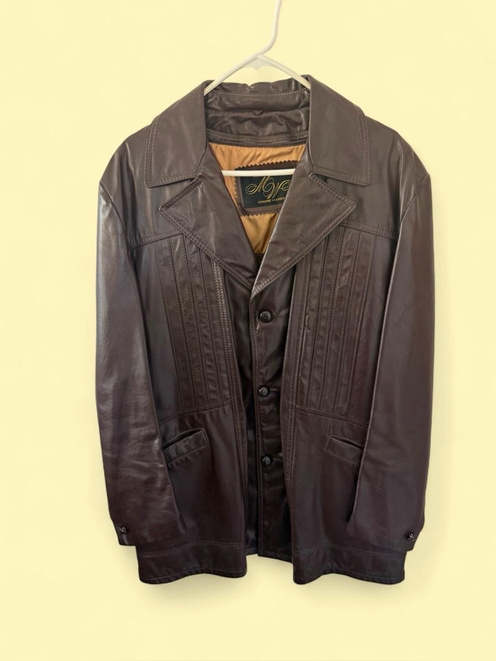 Vintage 60s Men's Leather Coat - Brown